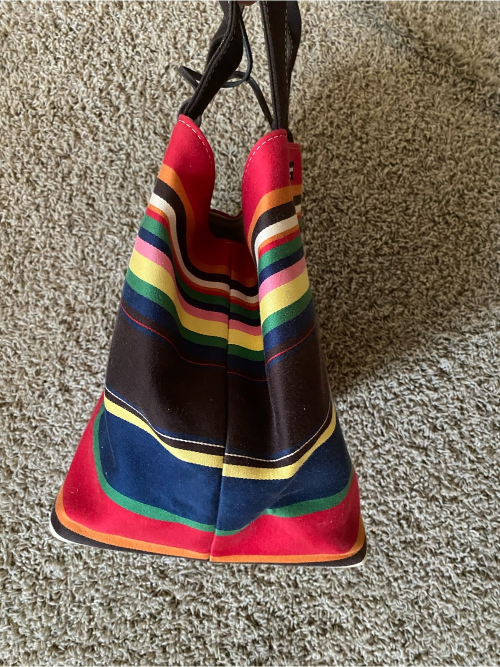 kate spade Red Navy Multicolor Striped Canvas Tote - Picture 3 of 7